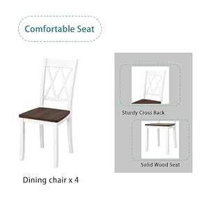 Harper Bright Designs 6 Piece Dining Set with Bench Farmhouse Rustic Kitchen Table Set with Wood Table Bench and 4 Cross Back Dining Chairs White