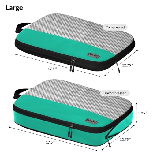 Image of Large Packing Cubes for Travel - 5pc Packing Cubes for Suitcases - Lightweight Luggage Organizer Bags (Compression)