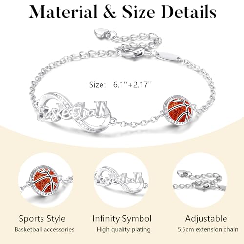 Image of Softball /Volleyball /Soccer /Basketball Bracelet for Girls Teen Women,14K Gold Plated Infinity Charm Link Bracelet Sports Accessories Jewelry Gifts for Lovers Players Team Coach
