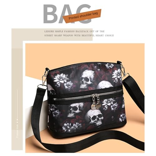 Women's Skull Shoulder Bag, Gothic Skull Wallet Y2k Backpack Street Hippie Backpack (red,One Size)3