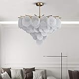 Produktparameter MZXUN. Luxus Moderne Decke Kronleuchter Beleuchtung für Wohnzimmer Runde Weiße Glas Beleuchtung Leuchten Gold Dekoration Lampen (Emitting Color : Warm Light(3000K), Size : Dia70cm)