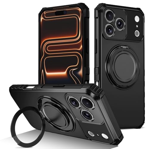 Coque iPhone 15 rigide noire à bague pour regarder vos vidéos en voyage