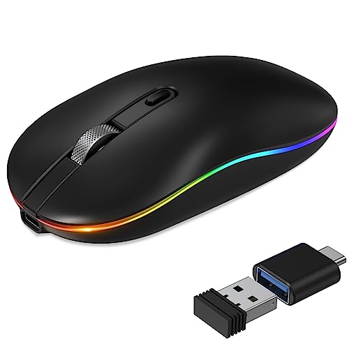 RaceGT Maus Kabellos Aufladbar, 2,4GHz LED Funkmaus USB-A & Typ-C Empfänger Silent 3 Verstellbare DPI Level mit EIN Aus Schalter, mit Ladekabel für Computer Laptop PC MacbookPro/Air Chromebook RaceGT Maus Kabellos Aufladbar, 2,4GHz LED Funkmaus USB-A & Typ-C Empfänger Silent 3 Verstellbare DPI Level mit EIN Aus Schalter, mit Ladekabel für Computer Laptop PC MacbookPro/Air Chromebook