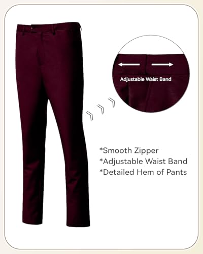 Image of Men's 3 Piece Slim Fit Suit Set, Two Button Blazer Solid Jacket Vest Pants Wedding Business Suit