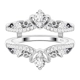 Wuziwen Vintage Crown Ring Enhancer for Engagement Rings Wrap Guard Wedding Band for Women 925 Sterling Silver CZ Sz 5, White, WBR1968_SS_5