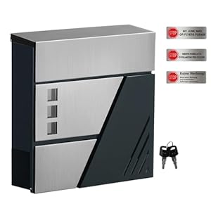 Songmics XXL Wandbriefkasten GMB053G01 Edelstahl