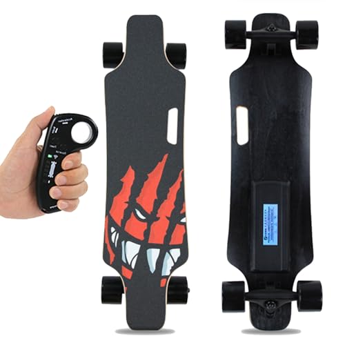 Tabla de Skate eléctrica Longboard Electric Cruiser con Mando a Distancia de 4 velocidades, diseño con asa de Transporte fácil, autonomía de 15 km/9,4 Millas para desplazamientos Diarios C
