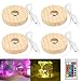 GOEDCH LED Base in Legno: 4 Pezzi Base Luminosa a LED, Base Rotonda Espositiva con Luci LED con Cavo Interruttore USB, Base a LED per Display per Cristallo, Gioielli Acrilico e Resina immagine
