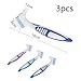 3 Pcs Denture Cleaning Brush Portable Cleaning Brush False Teeth Brushes for Denture Care Denture Cleaner with Multi-Layered Soft Bristles and Dual Angled