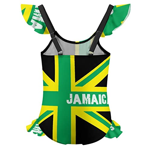 Jamaica Jamaican Kingdom Flag Cute Girl's One Piece Swimsuit Ruffles Adjustable Straps Sport Bathing Suit Beach Swimwear2