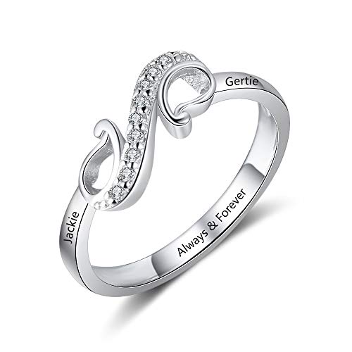 Free Engraving Infinity Knot BFF Friendship Rings for Women Personalized Sisters Best Friends Rings Custom Promise Name Rings Engagement Wedding Bands (7)