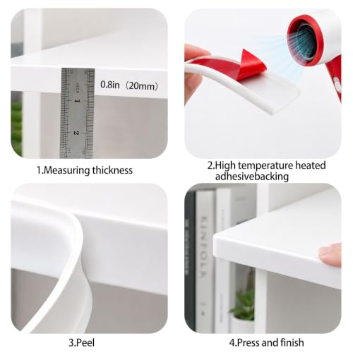Image of U-Shape White TPE Edge Banding 32.8Ft (W:0.8'' H:0.2'')