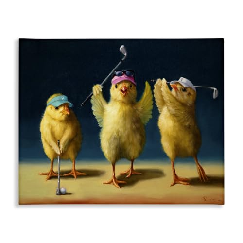 Stupell Industries Golfer Chicks Wearing Sports Visors Golf Clubs, Design by Lucia Heffernan, 20 x 16, Yellow