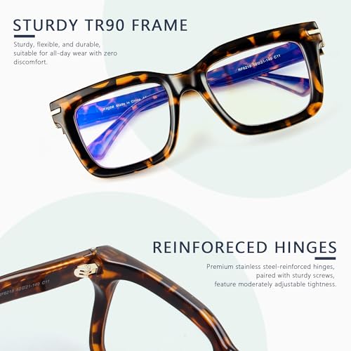 Image of Blue Light Blocking Glasses for Women Men, Square Thick Frame Anti Eyestrain & UV Glare JF6218