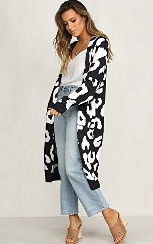 image for Angashion Women's Cardigan Long Sleeves Leopard Print Knitting Sweater
