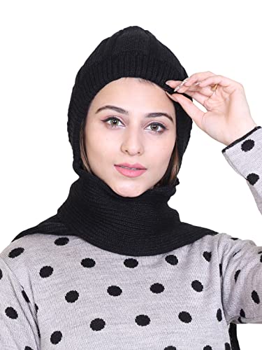 Image of Gajraj Unisex Soft Knitted Winter Warm Woolen Cap with Woolen Lovely Muffler|Fur Cap with Muffler