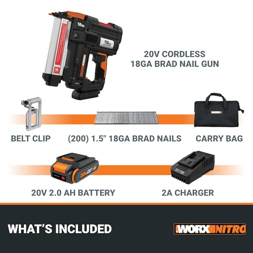 WORX Cordless Brad Nailer, 20V 18GA Nail Gun, WX842L - image 9