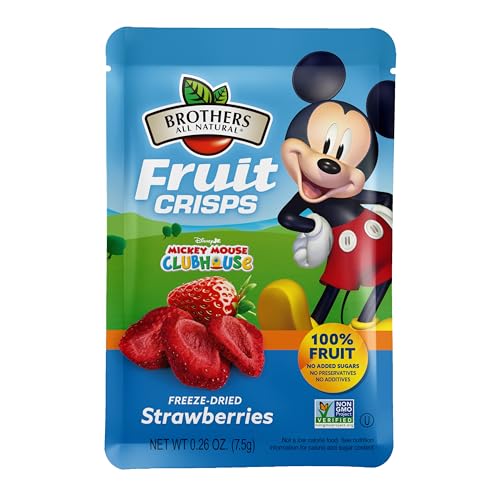 Brothers All Natural Disney Freeze Dried Fruit Crisps, Strawberry, 0.26 Oz (Pack of 12), Made with 100% Fruit, Gluten Free, Soy Free, Vegan, Healthy Snack, Lunch Box Ready