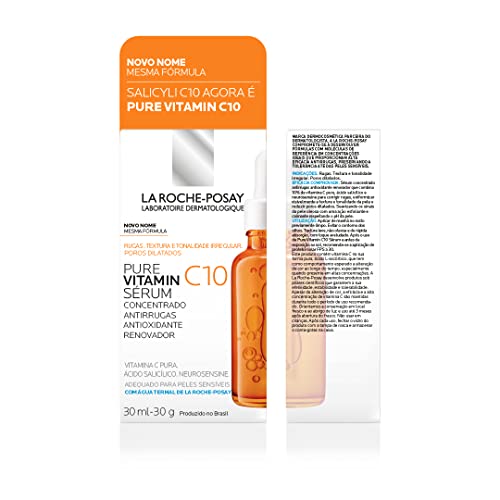 La Roche-Posay Pure Vitamine C10, Vitamina C Pura, Concentrado renovador e corretor, Ácido Hialurôni