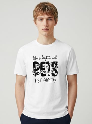 Image of INDISSH T-Shirt for Man | Regular and Plus Size Upto 7XL | Pet Lover Graphic Printed | Round Neck Cotton Fabric Regular fit Casual T-Shirt for man - RNM-PETFAMILY-PAR
