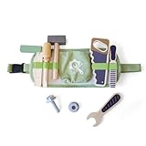 Freniland Kids Tool Belt Set with Adjustable Strap - 6 Wooden Tools & Screw for Toddlers 3+ Pretend Play - Durable Educational Toy