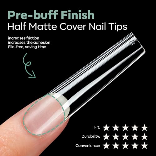 Image of Modelones Long Square Nail Tips 3xxxl Straight Pre-shaped Soft Gel Fake Kit | Acrylic Clear Full Cover Press on Extension Kit Gel Manicure DIY at Home 216PCS 12Sizes