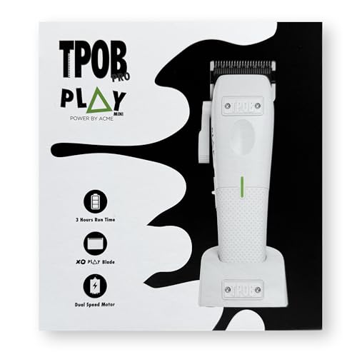 Image of TPOB Professional Barber Hair Clipper Play Mini White for Men 7500 RPM with White Rubber Grips