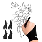 XOPPOX 4 Pack Artist Gloves, Drawing Glove, Universal Two Fingers Digital Artist Glove for Graphics Tablet, Drawing Tablet, Paper Sketching and iPad, Suitable for Left & Right Hand