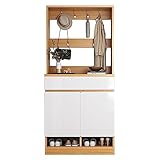 Topook Perchero de Pasillo con Zapatero, Armario Abierto Vestidor, Perchero con Banco Recibidor, Sistema De Armario Abierto con Cajones, Perchero De Dormitorio Multifuncional