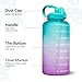 Venture Pal Large 1 Gallon/128 OZ (When Full) Motivational BPA Free Leakproof Water Bottle with Straw & Time Marker Perfect for Fitness Gym Camping Outdoor Sports-Green/Purple Gradient