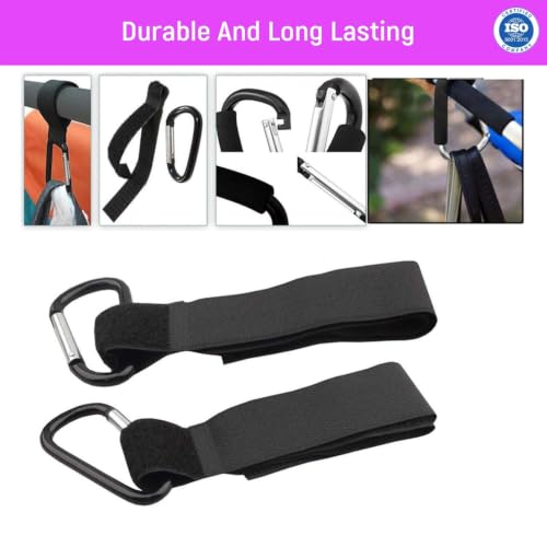 Image of Safe-O-Kid (4 Pcs) Baby Stroller Hooks Multipurpose Pram Toy Holder | Stroller Accessories for Hanging Bags, Toys, Hats & Burp Cloths | Strong Clip Hooks for Stroller, Pram & Pushchair | Black