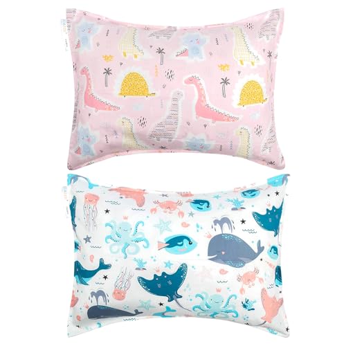 ALVABABY Toddler Pillowcases Fits 13 x 18,12x 16 Kids Pillow Cover Organic Cotton Baby 2 Packs Envelope Kids Pillowcases for Boy Girl Sleeping Travel 2TPW28-AU