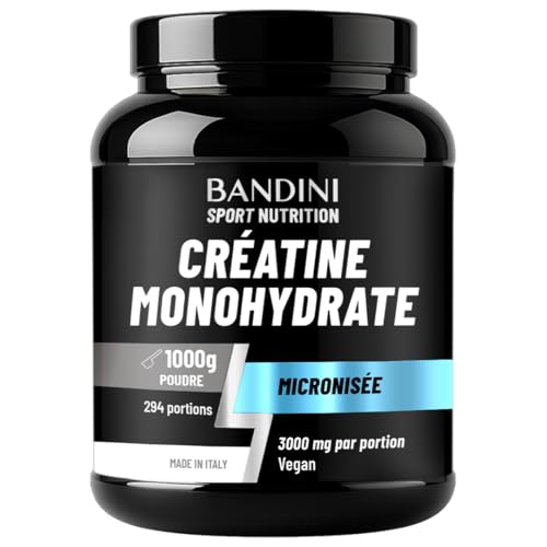 Bandini® Créatine Monohydrate Poudre 1 kg 100% Pure pour l‘Entraînement de Force | Creatine Micronisée 1kg Haut dosage Sport & Fitness | Pre Workout Puissant | 292...