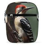 Personalized Small Crossbody Bag Water Resistant Messenger Bags Mini Woodpecker Printing SlingBag For Men Women