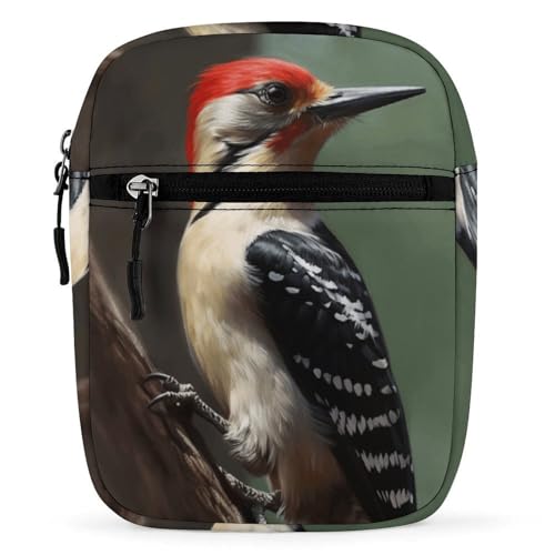 Personalized Small Crossbody Bag Water Resistant Messenger Bags Mini Woodpecker Printing SlingBag For Men Women