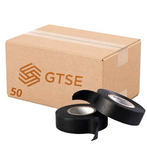 GTSE - Isolierband Schwarz 50 Rollen - 19 mm x 20 m - strapazierfähiges, selbstklebendes Isolierband - zum Schutz, Bündeln und Reparieren von Kabeln