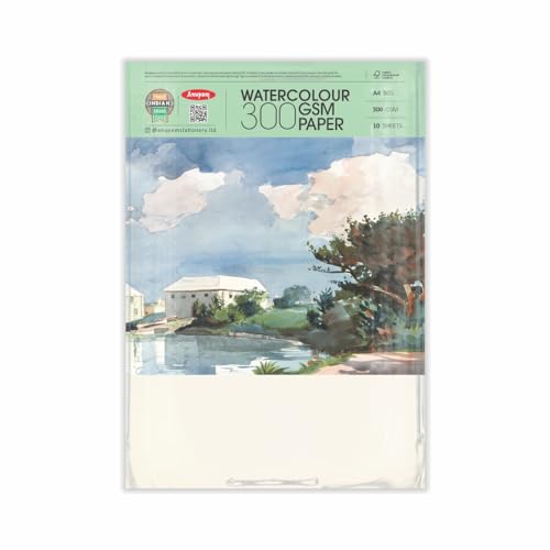 Anupam Professional Watercolour Paper | A4 (30X21CM) 300 GSM Cold Pressed Paper | 10 Sheets | Ideal for Artist, Professional Drawing, Painting Dry & Wet, Fine Art, School, Students, Watercolor (B0D9K724XK) Amazon Price History, Amazon Price Tracker