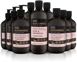 Baylis & Harding Goodness Body Wash Bundle: 3 x 500 ml Lemongrass & Ginger & 3 x 500 ml Oud, Cedar & Amber (6 bottles) - Vegan Friendly