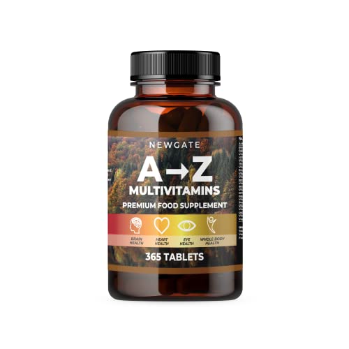 Newgate Labs A to Z Multivitamin Supplement 365 High Strength Nutritional Vegan Tablets - Overall Health and Energy Boost - Made in The UK - Halal
