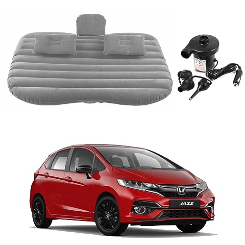 Image of Oshotto Multifunctional Car Travel Bed Mattress with Two Air Pillows, Car Air Pump Compatible with Honda Jazz (Grey)