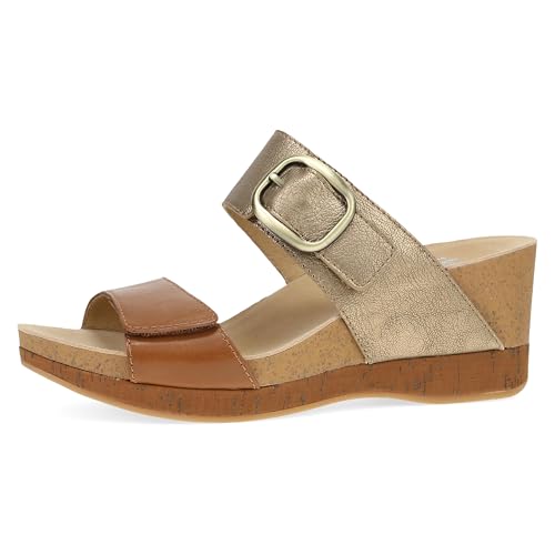 Dansko Shannon Slip-On Wedge Sandal for Women – Cork/EVA Wedge with Arch Support –Fully Adjustable Straps–Versatile Casual to Dressy Footwear
