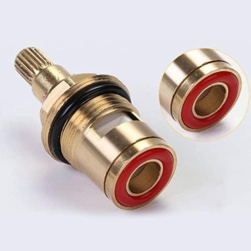 XFLYP 2 Pair Universal Replacement Tap Valves Brass Ceramic Disc Cartridge Insert Gland Quarter Turn 1/2" Inner Faucet Valve for Bathroom Kitchen Tap (Blue & Red)