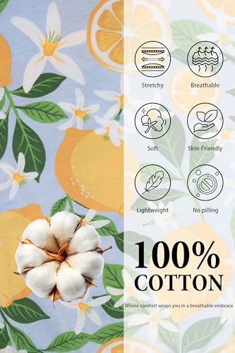 Image of LUBOT 100% Cotton Pajamas for Women 2 Piece PJ Set Button-Down Soft Knit Short Sleeve Summer Sleepwear Loungewear XS-XXL