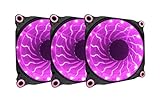 APEVIA 312L-DPP 120mm Silent Black Case Fan with 15 x Purple/Pink LEDs & 8 x Anti-Vibration Rubber...