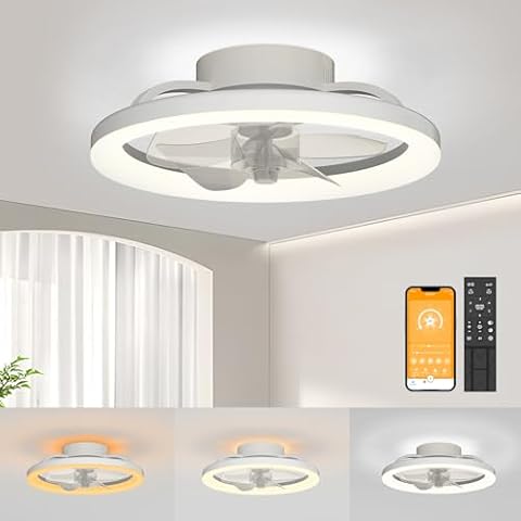 Mcestna White Ceiling Fans with Lights Cover