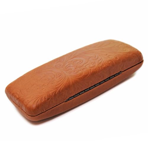 Image of Women's Hard Eyeglass Shell Case with Floral Embossing - Premium PU Leather Glasses Hard Shell Red Purple Black Brown