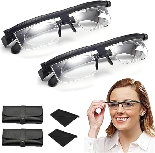 Clear View Pro Adjustable Glasses Clearview Pro Adjustable Lens Glasses Adjustable Glasses Dial Vision for Women Men (2 Pcs)