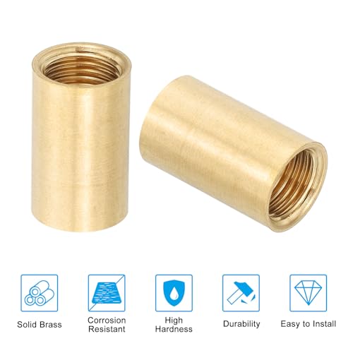 Image of PATIKIL Lamp Pipe Brass Coupling Nut, 3 Pcs 20mm Long M10 Fine Round Thread Sleeve Lamp Pipe Adaptor Rod Connector Hardware for Light Fixture Assembly or Repair, 12mm OD.
