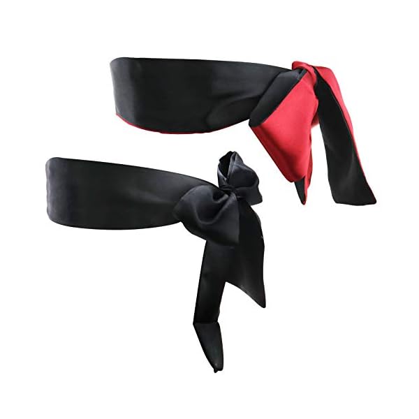 Verstellbare Augenmaske, 7,6 x 10,2 m, lichtblockierend, bequemes Satinband, Rot & Schwarz/Schwarz