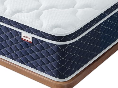 KELTFOS Queen Size Mattresses, Cushion Firm 12 Inch Hybrid Mattress for Couples, 700+ Pocket Coils for Motion Isolation & Dual Cooling Zones, CertiPUR-US Certified Foam Bed in A Box, 100 Days Trial